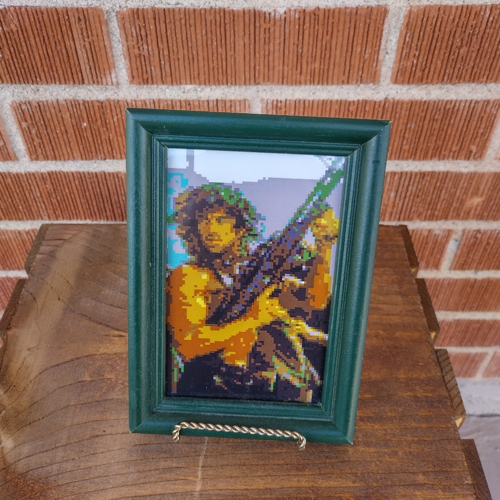 8 Bit John Rambo Framed Mini Art Print Lo-fi Pixel Art